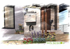 『プロバンス風』の門柱でナチュラルなお庭♪　Smile Garden D's