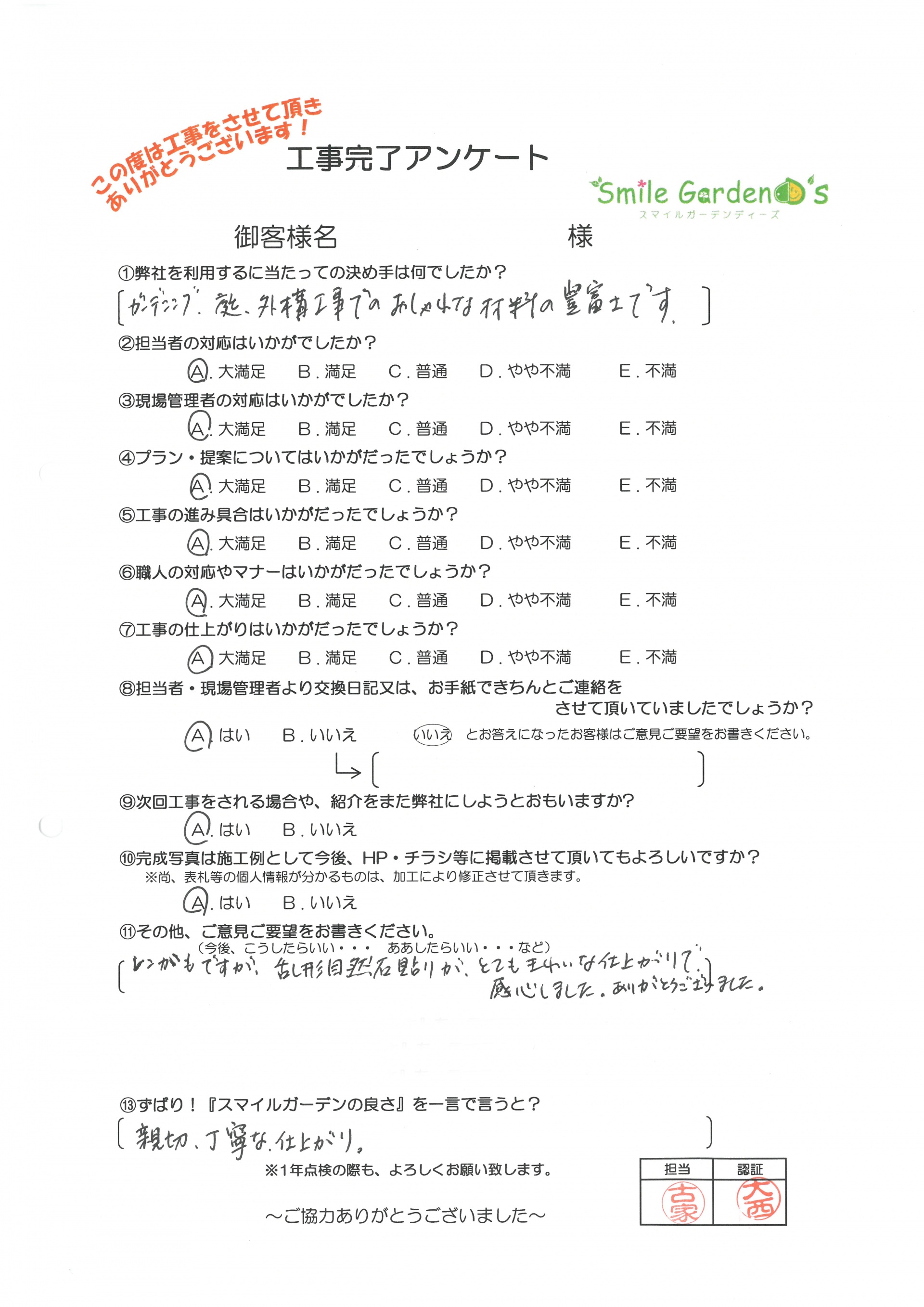 Ｔ様アンケート
