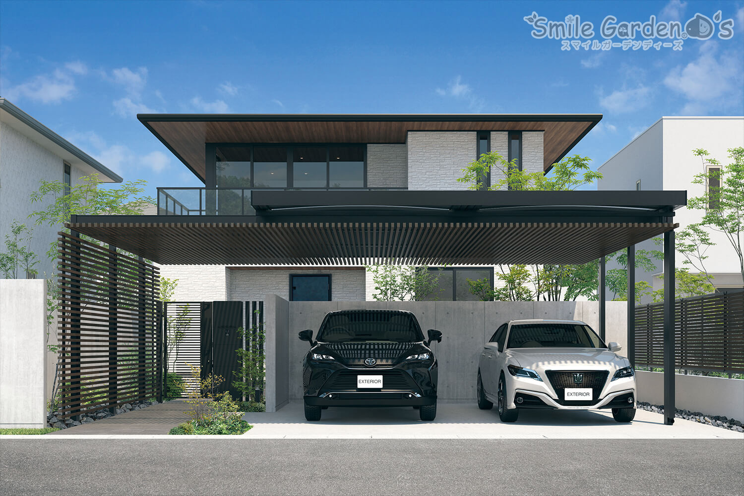 Uスタイル格子タイプ 三協 カーポート新商品